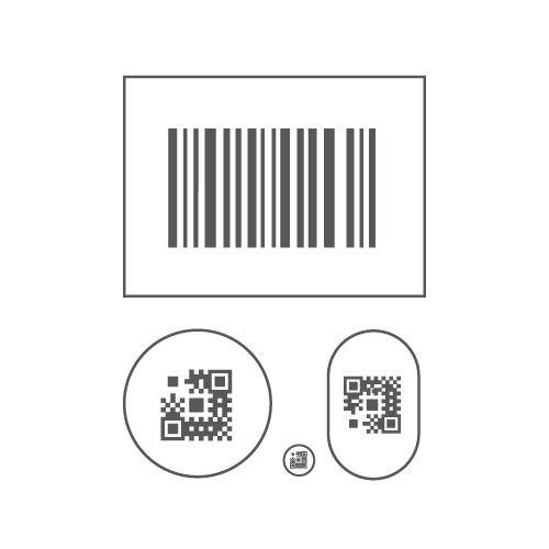Barcode label examples in small and circular shapes